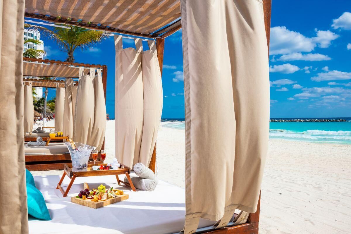 Bali beds on the beach